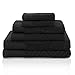 Superior 100% Egyptian Cotton 6-Piece Towel Set, Basket Weave Textured Jacquard, Super Soft and Highly Absorbent, 2 Bath Towels, 2 Hand Towels, and 2 Face Towels, Made in Egypt, Black