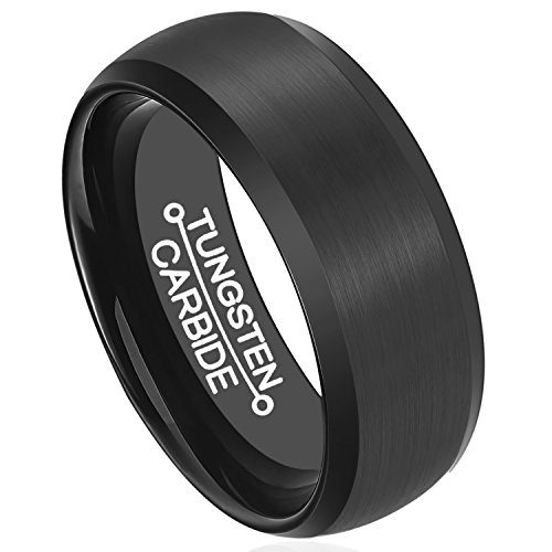 Hsg rings for man black tungsten 8mm wedding matte brus…