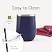 Maars Bev Stainless Steel Stemless Wine Glass Tumbler with Lid, Vacuum Insulated 12 oz Cup | Spill Proof, Travel Friendly, Classic Cocktail Drinkware - 2 Pack Midnight Blue