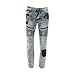 Bleecker & Mercer - Men's Front Zip Moto Rips And Patches Jeans - Light Blue