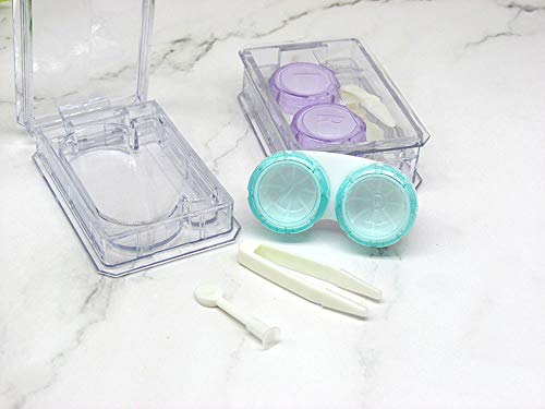 image for KISEER 2 Pcs Mini Clear Color Contact Lens Case Travel Kit Contact Len