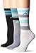 adidas Women's Cushioned 3-Pack Crew Socks, Grey Clear Onix Marl/Energy Aqua/Energy Blue/Black/White, Medium