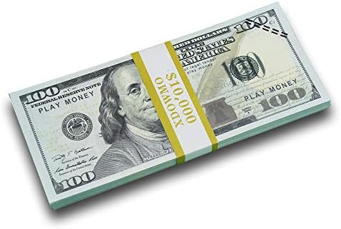 XDOWMO Prop Money Copy Money $10000 Fake Money Play Money Realistic Double Sided Money Stack 100 $100 Bills Full Print