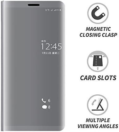 LIKESEA Huawei P9 Plus Case, Slim Fit Electroplate Plating Smart Clear View Case Flip Stand PC Hard Cover 360 Degree Full Body Shockproof Protective Skin For Huawei P9 Plus - Silvery