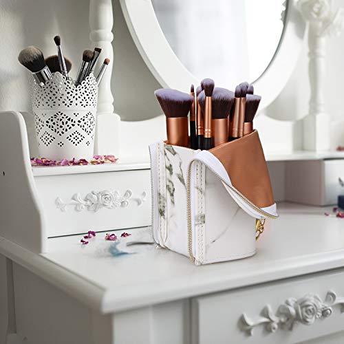 Marble Makeup Brush Holder Makeup Brush Case Organizer Travel Makeup Brush Pouch Stand-up Foldable Portable Makeup Artist Storage Bag for Women 7 Marble Makeup Brush Holder Makeup Brush Case Organizer Travel Makeup Brush Pouch Stand-up Foldable Portable Makeup Artist Storage Bag for Women