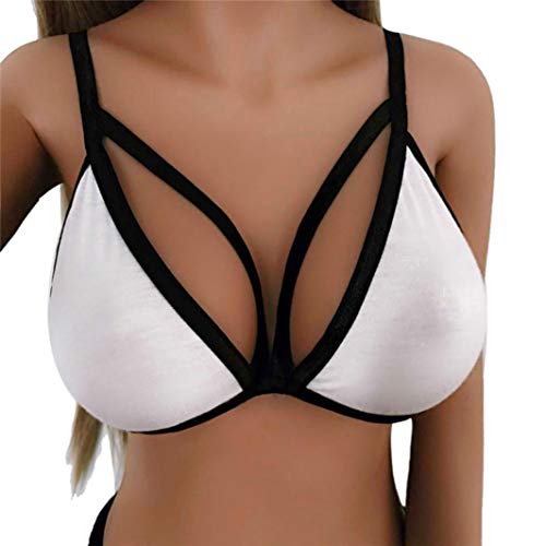 TWGONE Womens Sexy Pure Bralette Pure Four Quarters Unpadded Bra Erotic Underwear(XL,White)