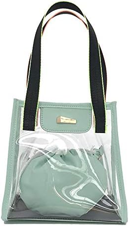 Elegant Womens Tote Bag Set Luxury Transparent Handbag Bag Clear Jelly Purse Women Clutch Tote Sweet for Office Work Travel (Color : Green)