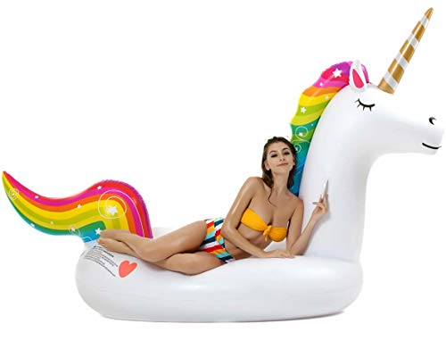 Vickea Leisure Giant Inflatable Unicorn Pool Float Large Outdoor Swimming Pool Floaties Lounge Toys for Adults
