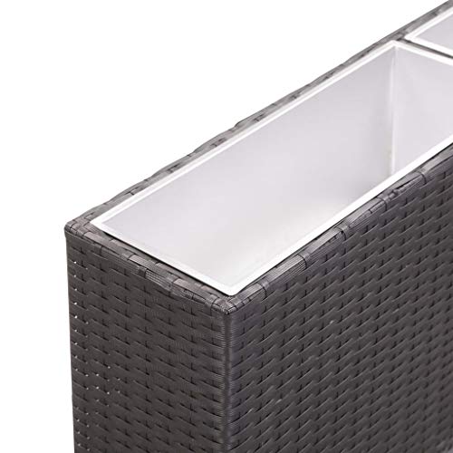 Extaum Garten-Pflanzkasten-Set 3 Pflanztöpfe mit 3 Töpfen 150×20×40 cm Poly Rattan Schwarz/Grau Geeignet für Garten… – Bild 6