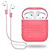 Yometome AirPods Case, Shockproof Silicone Protective Cover Accessories Skin with Earphone Sports Anti-lost Strap Pink