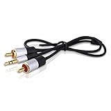 DTECH 3.5mm to RCA Audio Cable Male to Male 1.5ft 2RCA Plug Y Splitter Adapter for Car Speaker Phone