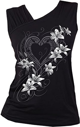 SpiralPure of Heart - Gathered Shoulder Slant Vest Black