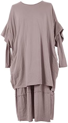 Ladies Women Italian Lagenlook 2 Piece Long Sleeve Cotton Jersey Twin Set Midi Dress One Size