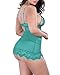 Lalagen Women's Lace Sheer Strappy Deep V Neck Sexy Plus Size Lingerie Set acid-blue 2XL