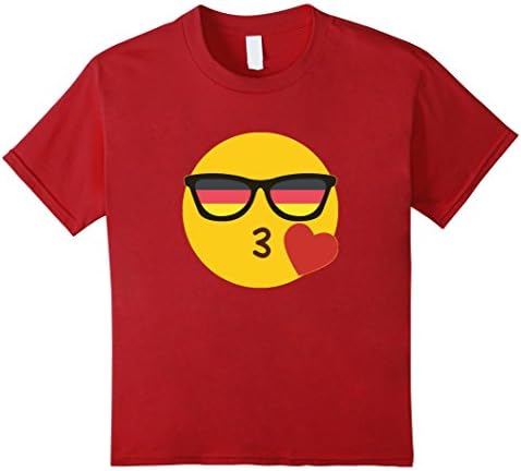 Kids Emoji German T-Shirt DEUTSCHLAND Flag Sunglasses Funny Tee 12 Cranberry