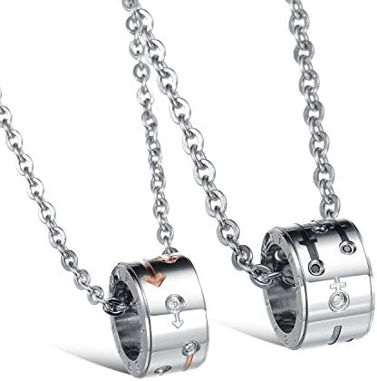 ASTERIA Jewelry His &amp; Hers Matching Set Titanium stainless steel Couple Pendant Necklace Korean Love Style in a Gift Box
