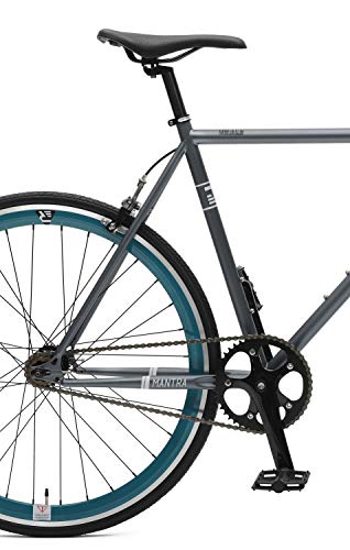 Retrospec Bicycles Mantra V2 Single Speed Fixed Gear Bicycle, Graphite/Teal, 53cm/Medium - Thumbnail 5
