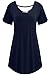 Meaneor Women's Comfy Loose Fit Long Tunic Top With Various Hem Navy Blue XXL