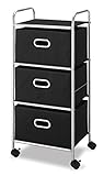 Whitmor 3-Drawer Rolling Cart, Black &amp; Chrome (Kitchen)