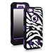 iPhone 5C Case, E LV iPhone 5C case - heavy Duty Rugged Dual Layer Hybrid Armor Defender Case Cover for iPhone 5C with 1 Screen Protector, 1 Black Stylus and 1 Microfiber - ZEBRA PURPLE