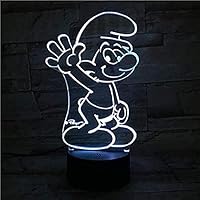asqwq Led Night Light USB Smurf Powered 7 Color Flashing Touch Switch Bedroom Decorative Lighting