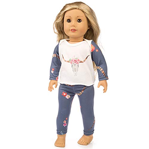 Lavany 2pc Doll Clothes Pajamas Tops Pants Set for Girls 18 Inch Doll (A)