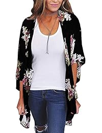 GSVIBK cárdigan floral suelto de gasa con mangas de encaje y flores para mujer