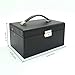 4Queens Girls Jewelry Box Black Pu Leather with Makeup Mirror Watch Display Organizer Storage Case Lockable