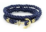 Hallery Alloy Diamond DIY Twining Weave Gilded Anchors Leather Bracelets(No.1)