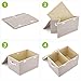 EZOWare Large Storage Boxes [3-Pack] Large Linen Fabric Foldable Storage Cubes Bin Box Containers with Lid and Handles for Home Nursery, Closet, Baby Products (Assorted)