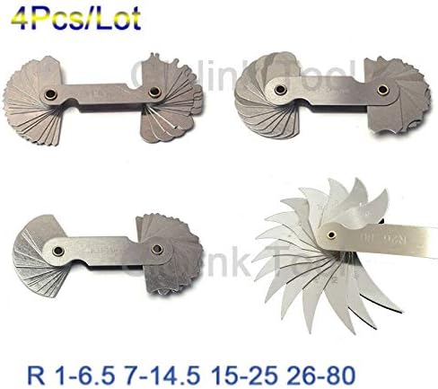 HAOMAO 1PCS ktool 4 Pcs Radius Set R1-6.5/R7-14.5/R15-25/R26-80mm Stainless Steel Gauges