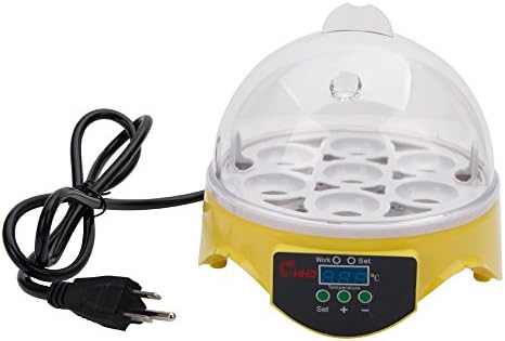 QHYT Mini Tinny Poultry Incubator Hatcher Brooder Kit for Bird Chicken Duck Cockatiel Yellow 7 Eggs