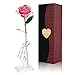 NICEAO Gold Rose 24K Artificial Flowers Dipped Rose Gold Plated Rose with Stand for Lover, Mother, Girlfriend, Valentines Day Gold Dipped Rose, for Her (Pink