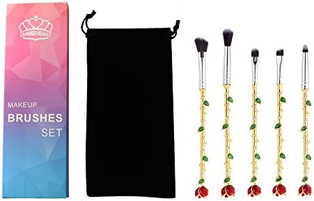 CROWNED BEAUTY 5 PCS Rose Makeup Brushes for Eyes Cosmetics Eyebrow Blending Concealer Eyeshadow Brushes Set