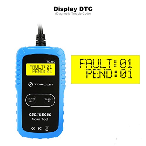 TT TOPDON Car Diagnostic Scan Tool, TD300 Code Reader for Check Engine Light Turnoff, I/M Readiness Check, Coming with 7000 DTC Definitions Dictionary on Manual and Blue Main Unit (Packing) - Thumbnail 4