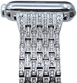 For Apple Watch Band 38mm Women Greatshow Luxury Jewelry Crystal Rhinestone Diamond Replacement Strap Stainless Steel Bracelet with Link Remover for Iwatch Series 3/2/1(Silver)