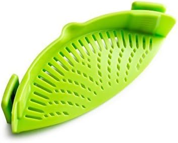 Clip On Silicone Strainer by Lemonade: Half Colander for Pasta, Salad, Vegetable and Fruit, Universal Fit Drainer for Frying Pans, Cooking Pots, Bowls, Safe BPA Free –Compact Space Saving Design