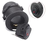 Cllena Car Truck Rocker Toggle LED Switch Shell 3 Pins On-Off Control 12V (Red Light)