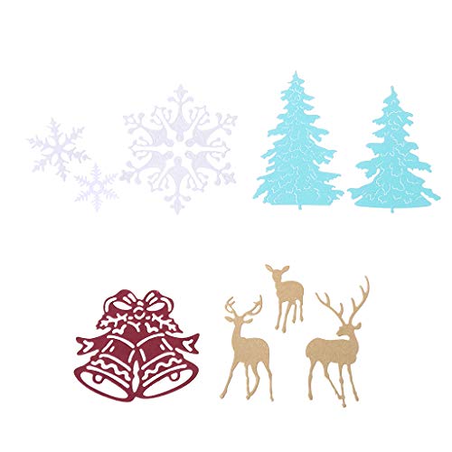 Conleke Merry Christmas Cutting Dies Set -Bell Deer Xmas Tree Dies Cuts Metal Stencil Template for DIY Scrapbook Album Paper Card Making Craft Decoration