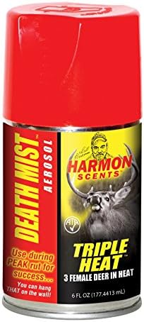 Harmon Scents - Triple Heat Female In Heat Death Mist - HTHDM - Hunting Scents - Aerosol Spray - 6 Ounces - Whitetail Urines - Deer Lure - Whitetail Attractant - Doe Estrous