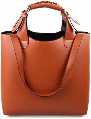 ZENTEII Women Faux Pu Synthetic Leather Handbag Shoulder Bag Tote (Brown)