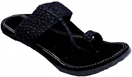 GIGANTIC PM Traders Rajasthani Jute Black & Brown Chappal (1001)