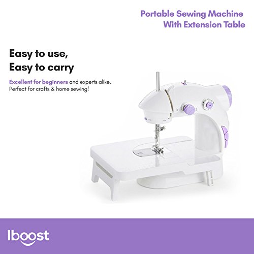 Iboost Portable Sewing Machine with Extension Table, Bobbins, Needles, and Foot Pedal, 2-Speed - Thumbnail 2