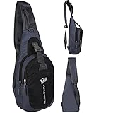 Yuhan Shoulder Sling Backpack Men Women Chest Gym Fanny Bag Sack Satchel Outdoor (Black)