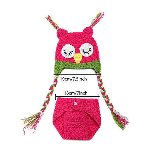 MSFS Baby Photography Prop Crochet Knitted Owl Hat Diaper Infant Christmas Gifts