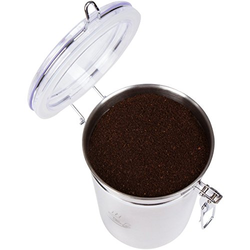PureJava Coffee Canister ~ Large Coffee Container ~ Bonus Stainless Steel Coffee Scoop AND Bonus Coffee Recipe eBook With Cold Brew Coffee Recipe Included - Thumbnail 2