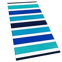 Softerry Ocean Stripes Beach and Pool Towel Printed Cabana 30 x 60 in Rugby Style 100% Cotton