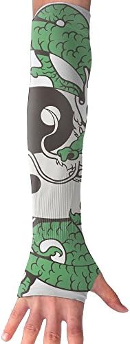 HBSUN FL Unisex Yin Yang Green Dragon Anti-UV Cuff Sunscreen Glove Outdoor Sport Fishing Running Half Refers Arm Sleeves
