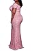 Elapsy Womens Elegant Plus Size Off Shoulder Strapless High Slit Floral Bridesmaid Party Club Long Cocktail Maxi Dress Party Gown Pink XXX-Large