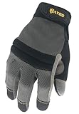 Mechanic Work Gloves-KAYGO KG125M,Black,Heavy duty,Improved dexterity,Excellent Grip,Ideal for working on cars and outdoor jobs